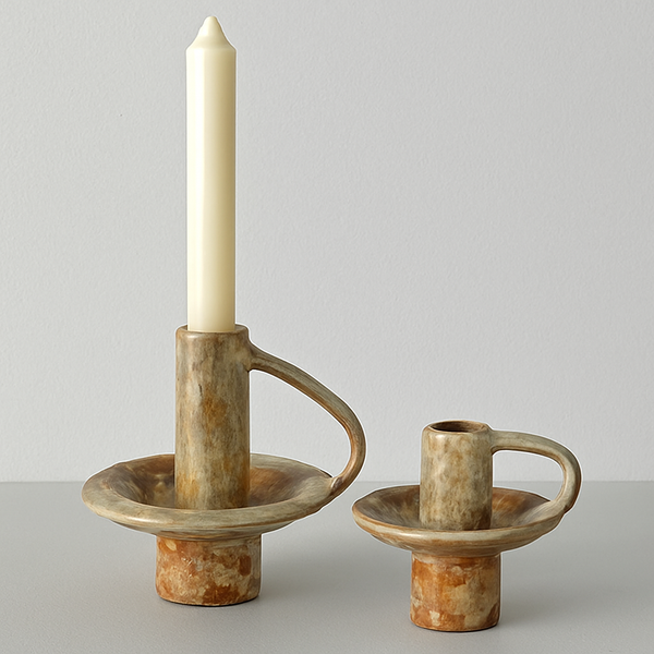 Ceramic Candle Holder with Handle – Raw &amp; Authentic Design