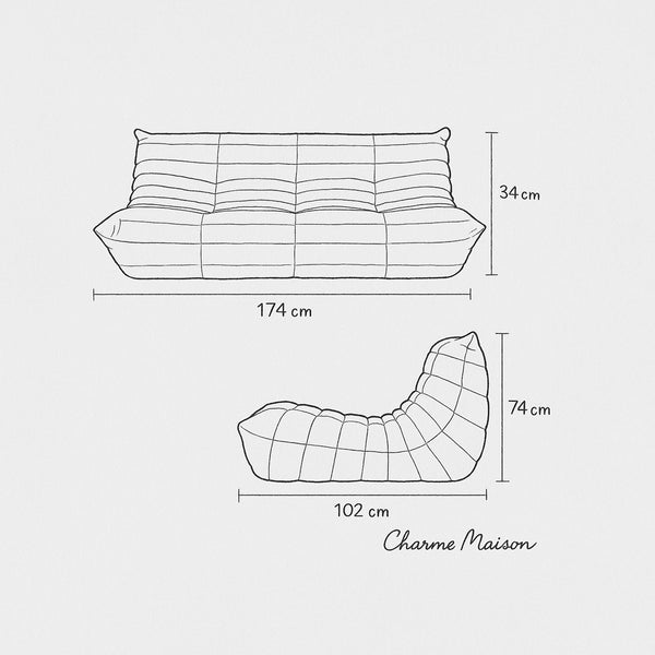 Modern 3-Seater Relaxing Sofa in Luxury Fabric – Sculptural Design and Exceptional Comfort