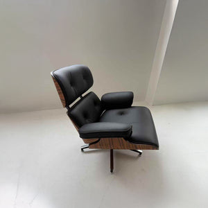 Lounge Chair &amp; Footstool Set – Elegant Leather Finish