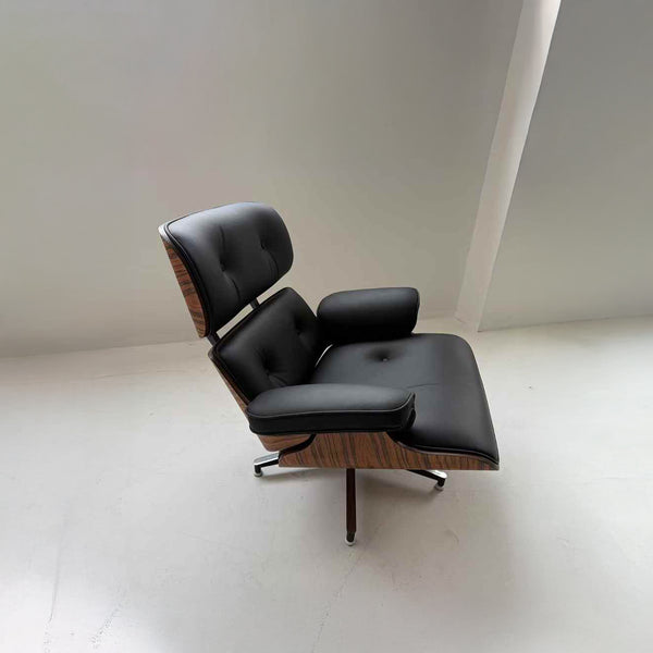 Lounge Chair &amp; Footstool Set – Elegant Leather Finish