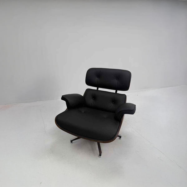 Lounge Chair &amp; Footstool Set – Elegant Leather Finish