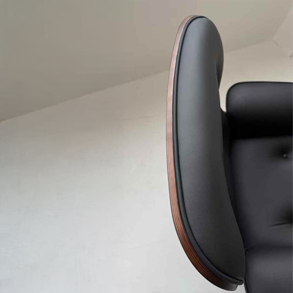 Lounge Chair &amp; Footstool Set – Elegant Leather Finish