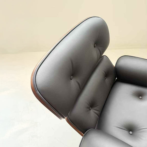 Lounge Chair &amp; Footstool Set – Elegant Leather Finish