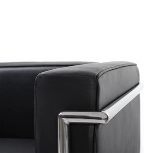 Modernist Grand Comfort Armchair – Genuine Leather &amp; Chrome Frame