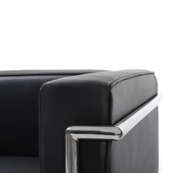 Modernist Grand Comfort Armchair – Genuine Leather &amp; Chrome Frame