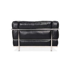 Modernist Grand Comfort Armchair – Genuine Leather &amp; Chrome Frame