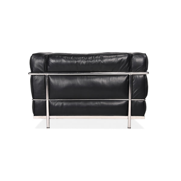 Modernist Grand Comfort Armchair – Genuine Leather &amp; Chrome Frame