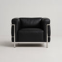 Modernist Grand Comfort Armchair – Genuine Leather &amp; Chrome Frame