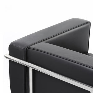 Modernist Grand Comfort Armchair – Genuine Leather &amp; Chrome Frame