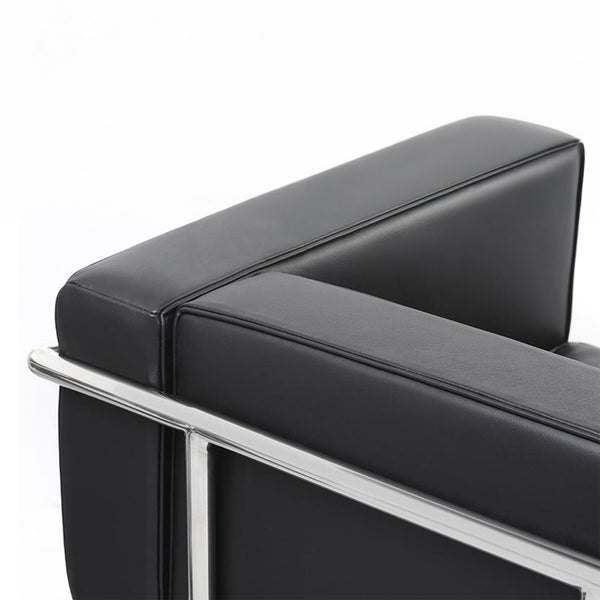 Modernist Grand Comfort Armchair – Genuine Leather &amp; Chrome Frame