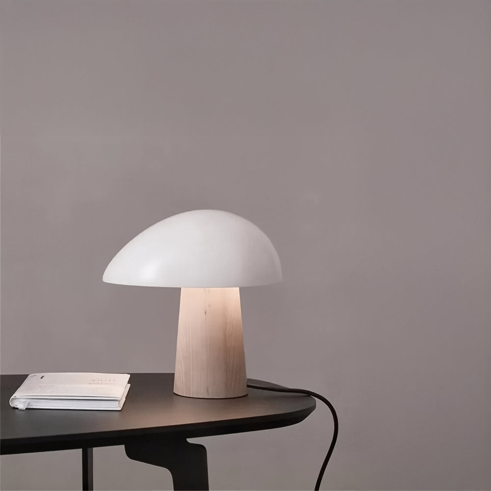 Scandinavian Mushroom Lamp – Natural Wood &amp; White or Black Shade