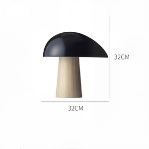 Scandinavian Mushroom Lamp – Natural Wood &amp; White or Black Shade