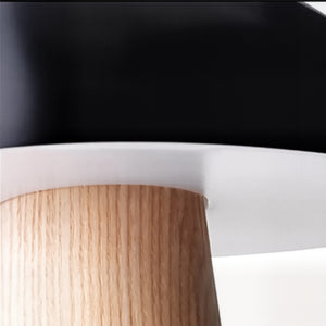Scandinavian Mushroom Lamp – Natural Wood &amp; White or Black Shade