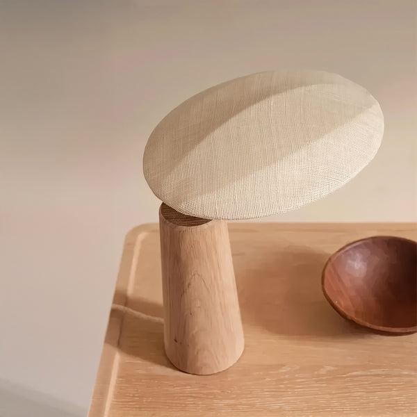 Natural Solid Wood Lamp – Organic Design with Linen Shade