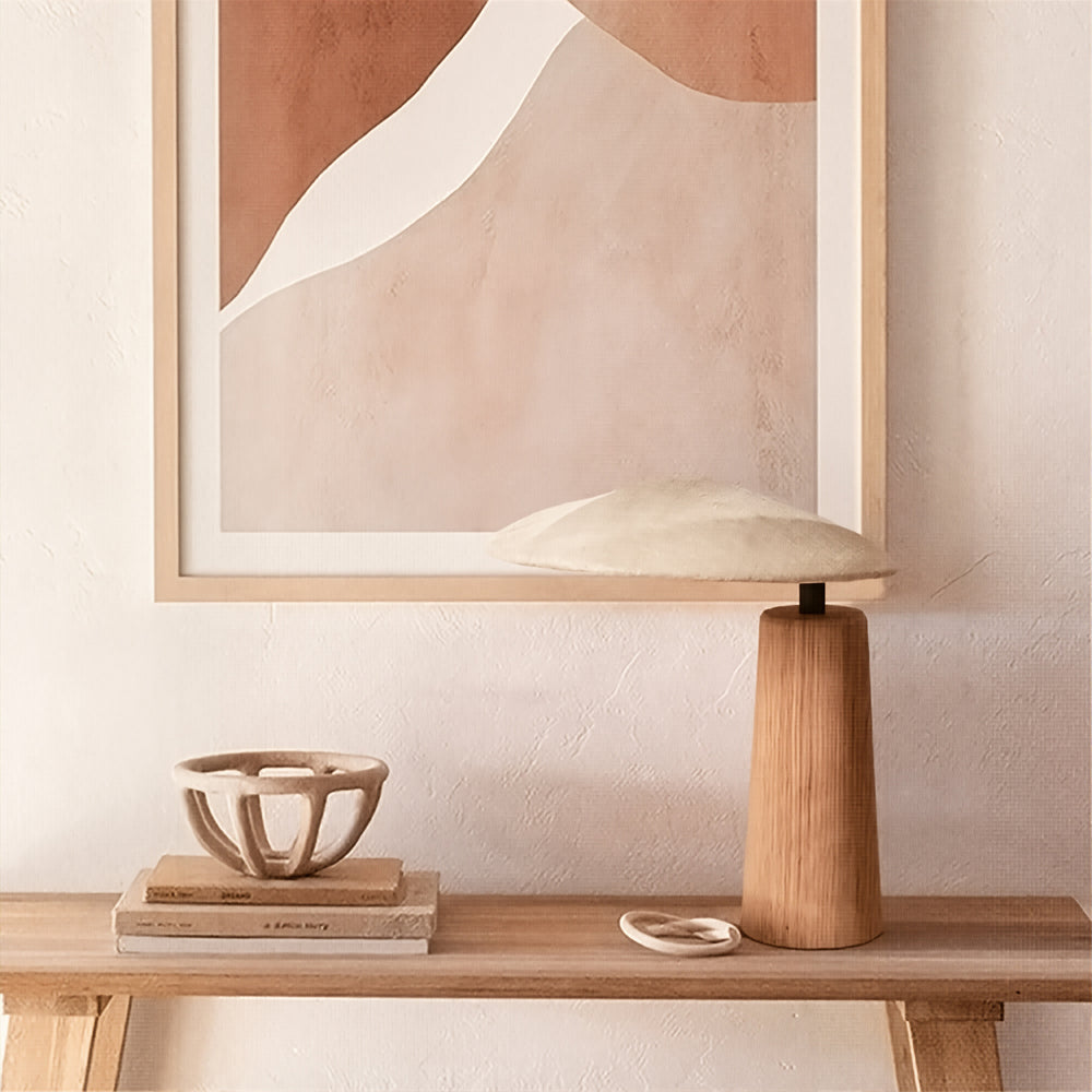 Natural Solid Wood Lamp – Organic Design with Linen Shade