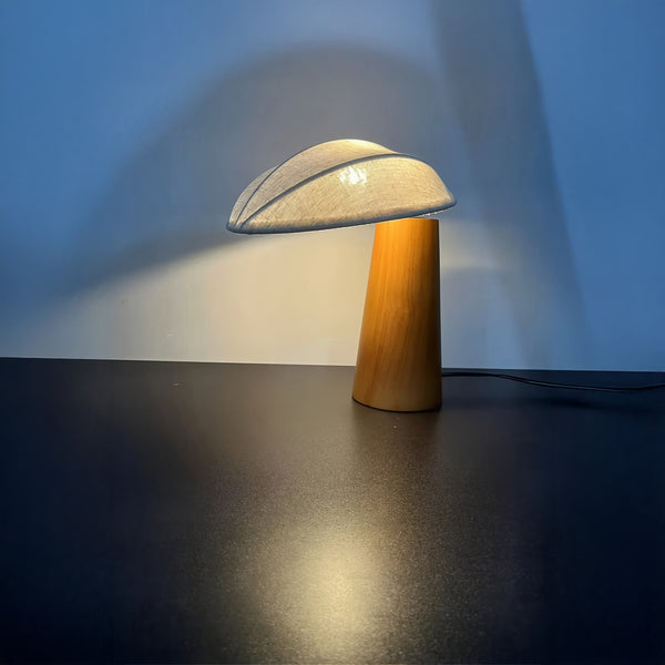 Natural Solid Wood Lamp – Organic Design with Linen Shade