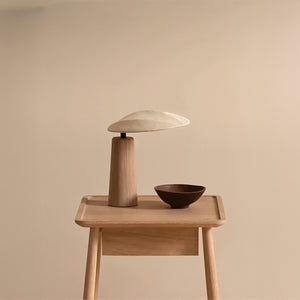 Natural Solid Wood Lamp – Organic Design with Linen Shade