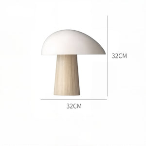 Scandinavian Mushroom Lamp – Natural Wood &amp; White or Black Shade