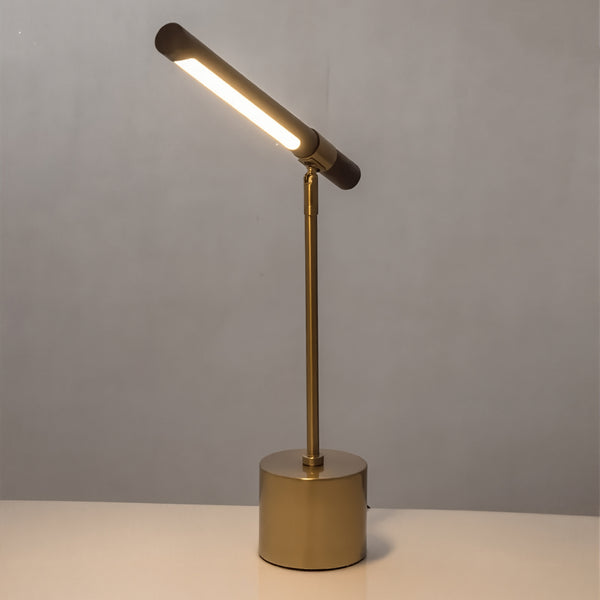 Golden Elegance Table Lamp – Wood &amp; Brushed Metal Design