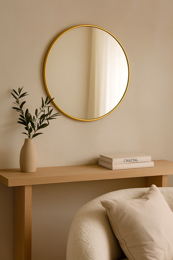 Round Gold Mirror 40 cm – Minimalist Elegance and Luminous Effect