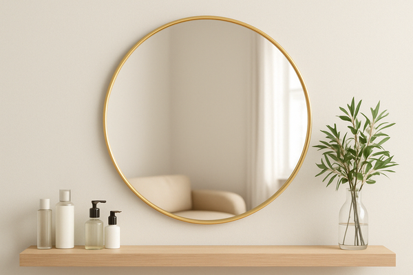 Round Gold Mirror 40 cm – Minimalist Elegance and Luminous Effect