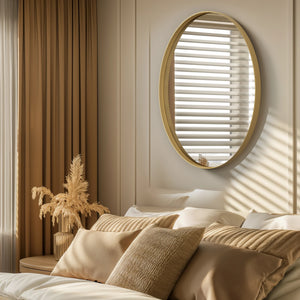 Miroir Décoratif Doré Oval avec Cadre en Métal.