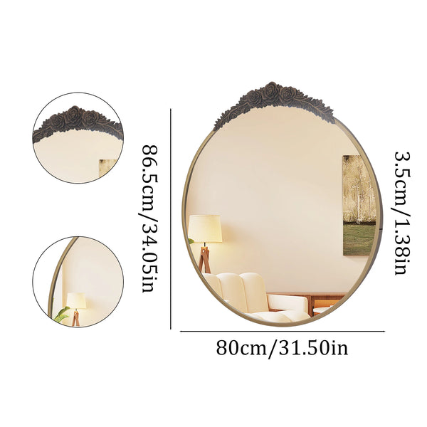 Miroir Décoratif en Laiton et Résine avec Cadre Métal - Style Baroque.