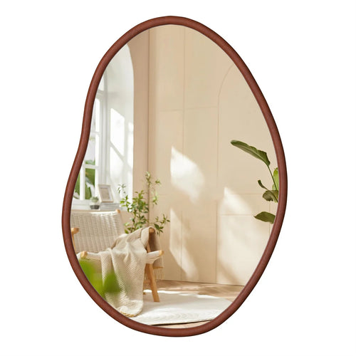 Miroir mural asymétrique en bois de hêtre.