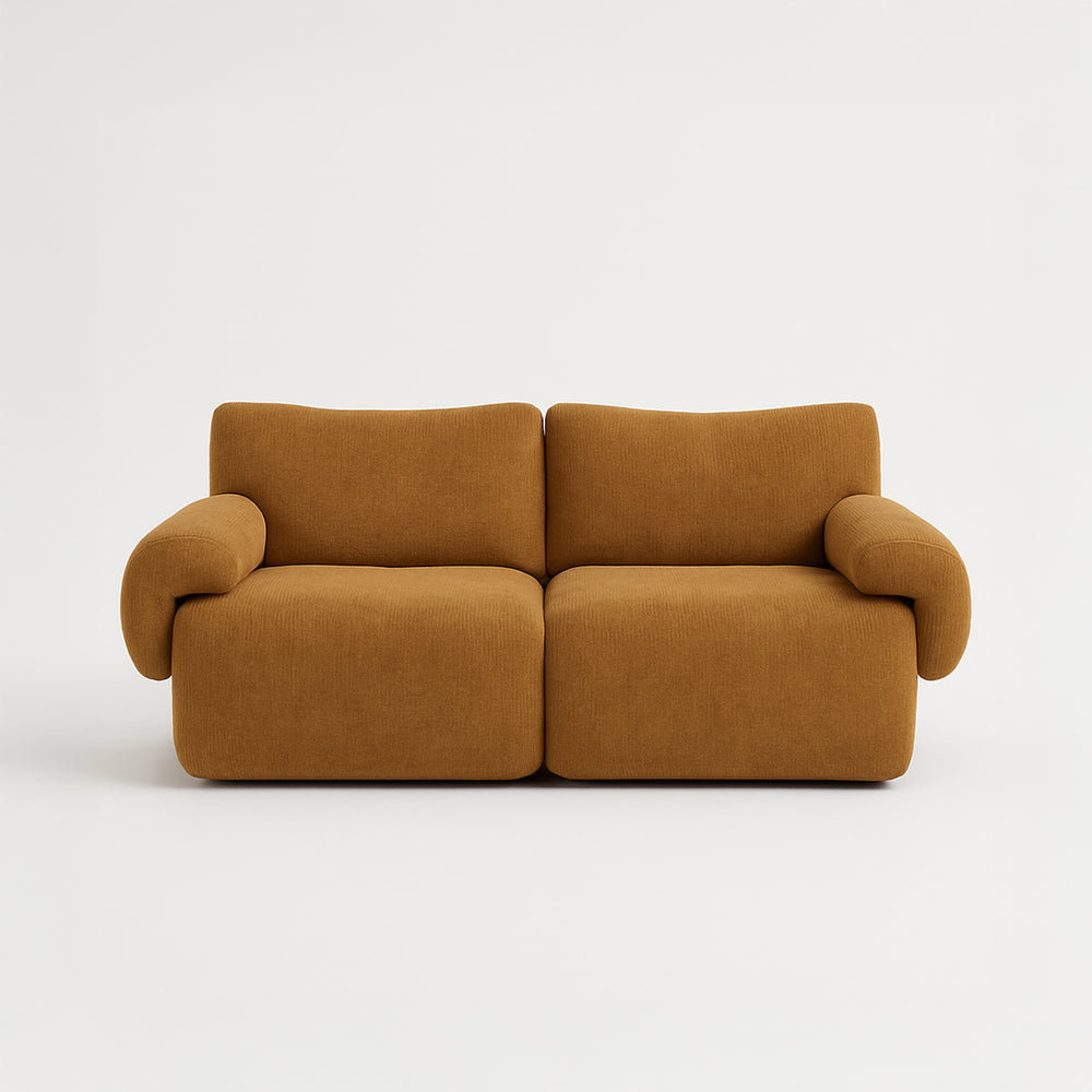 Sahara – Sculptural 2-Seater Sofa in Honey Sand Fabric