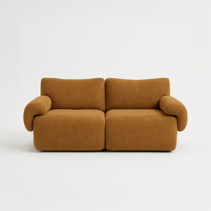 Sahara – Sculptural 2-Seater Sofa in Honey Sand Fabric