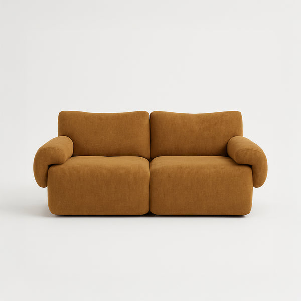 Sahara – Sculptural 2-Seater Sofa in Honey Sand Fabric