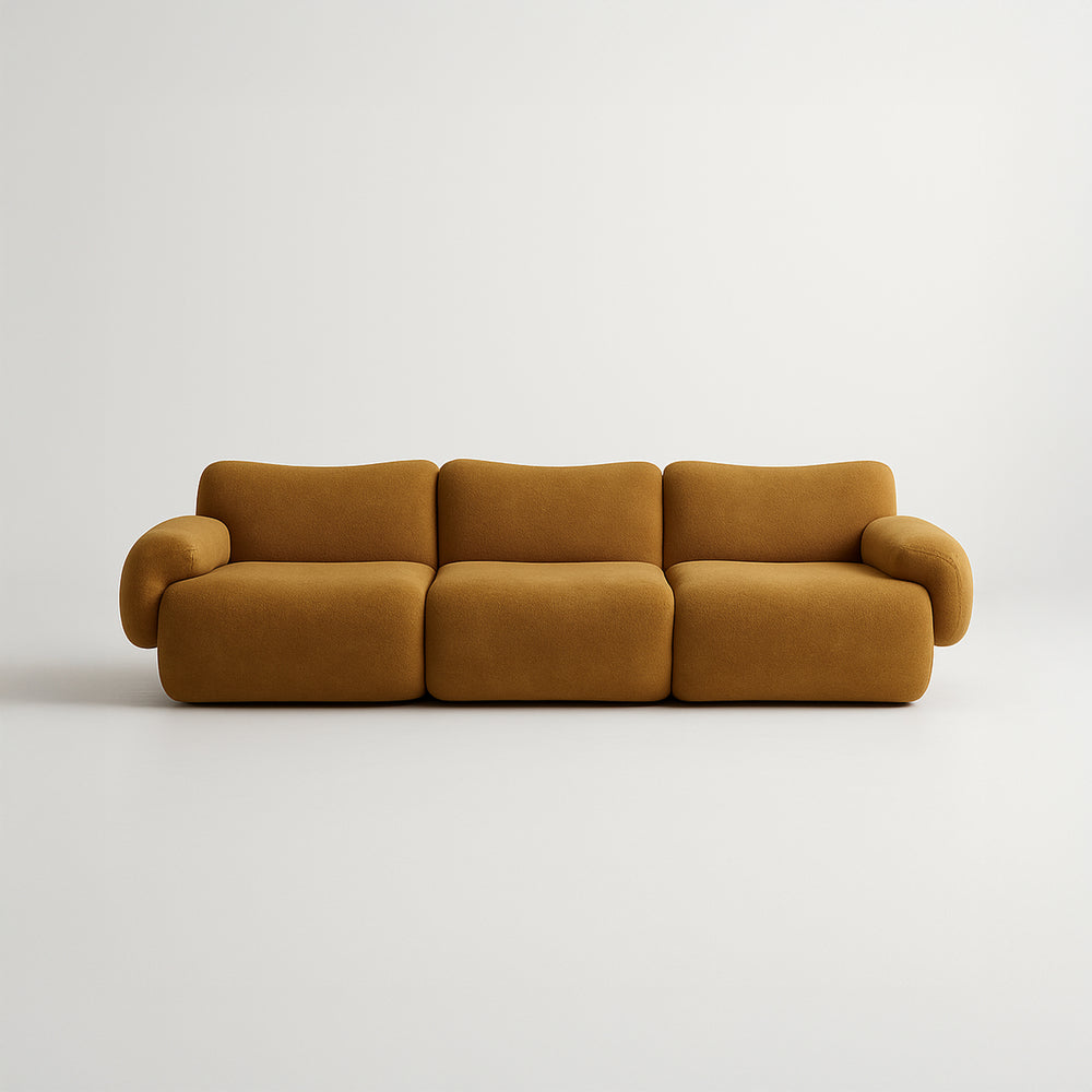 Sahara – Sculptural 3-Seater Sofa in Honey Sand Fabric