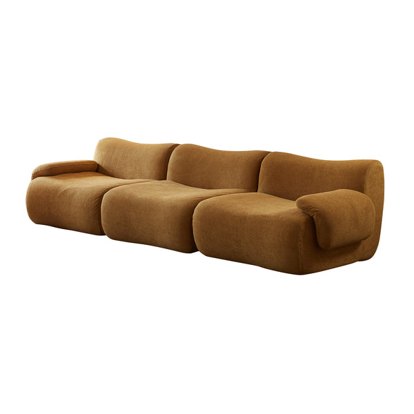 Sahara – Sculptural 3-Seater Sofa in Honey Sand Fabric