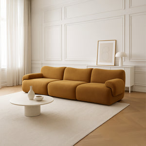 Sahara – Sculptural 3-Seater Sofa in Honey Sand Fabric