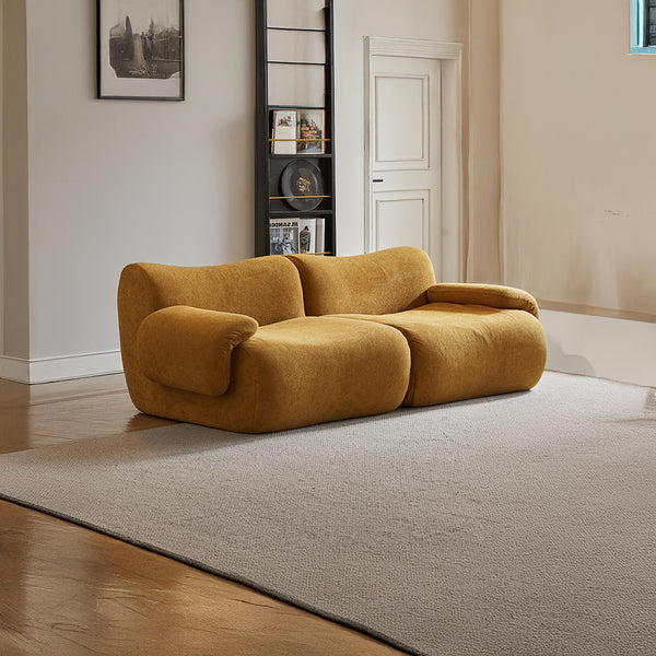 Sahara – Sculptural 2-Seater Sofa in Honey Sand Fabric