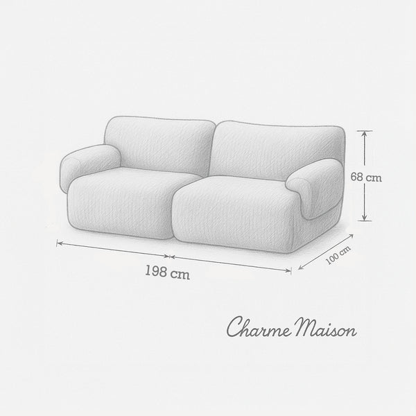 Sahara – Sculptural 2-Seater Sofa in Honey Sand Fabric