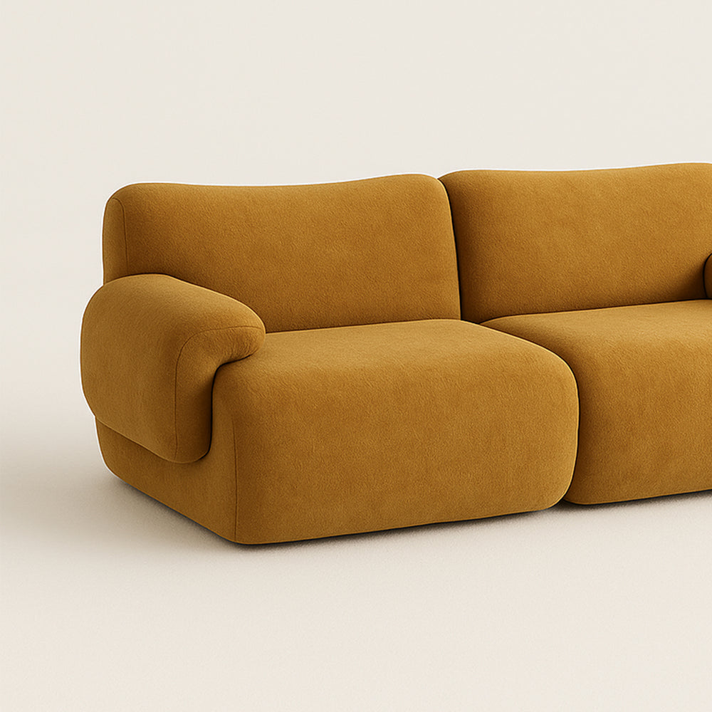 Sahara – Sculptural 2-Seater Sofa in Honey Sand Fabric