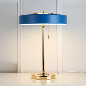 Lampe de Bureau Dorée & Bleue – Design Élégant, Métal, Interrupteur Rétro.
