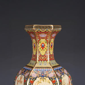 Prestige Enameled Vase – Imperial Ceramic Motifs