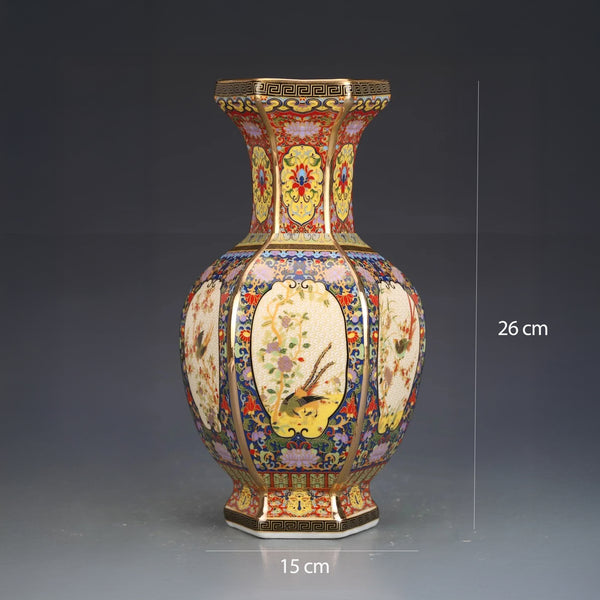 Prestige Enameled Vase – Imperial Ceramic Motifs