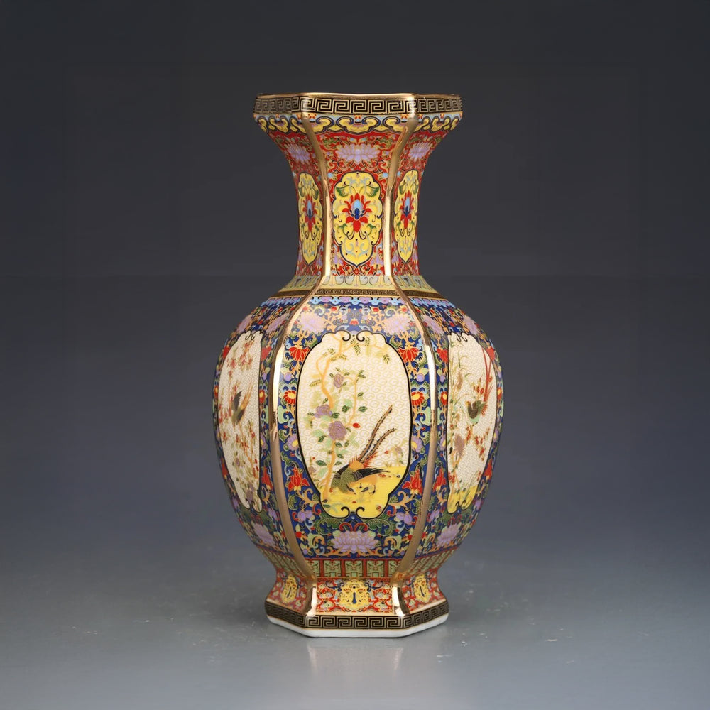 Prestige Enameled Vase – Imperial Ceramic Motifs