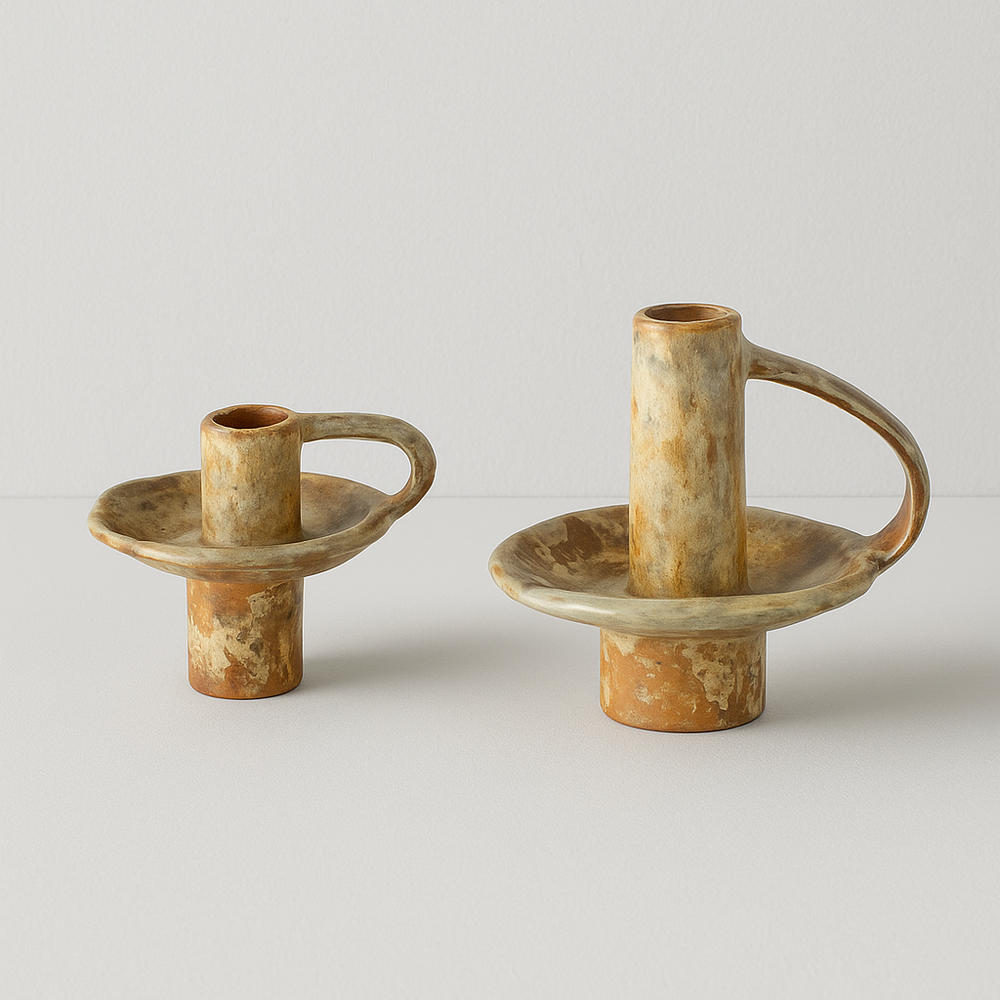Ceramic Candle Holder with Handle – Raw &amp; Authentic Design