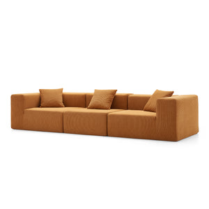 3-Seater Sofa – Sanded Corduroy &amp; Cubic Design