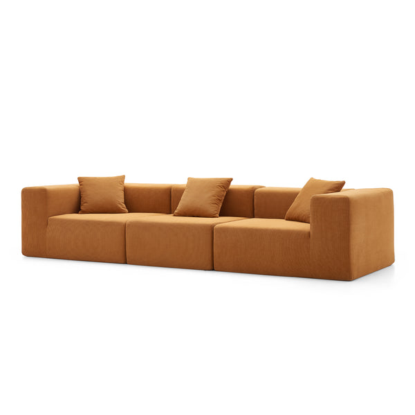 3-Seater Sofa – Sanded Corduroy &amp; Cubic Design