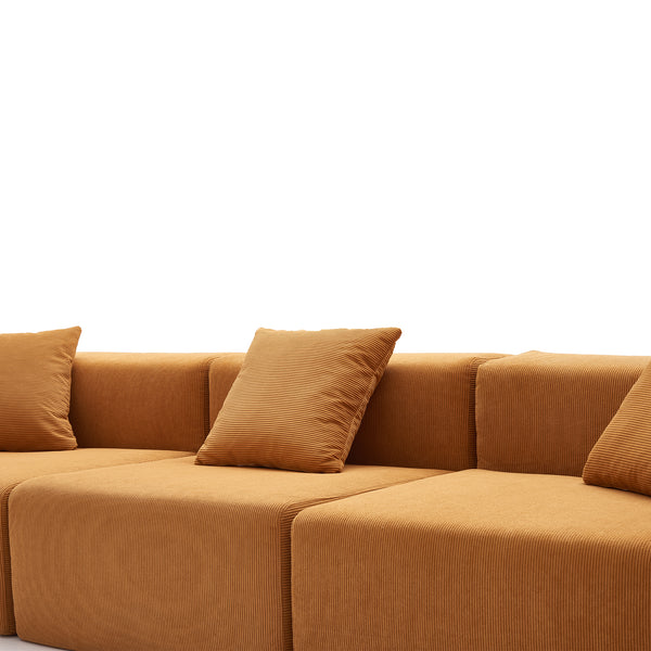 3-Seater Sofa – Sanded Corduroy &amp; Cubic Design