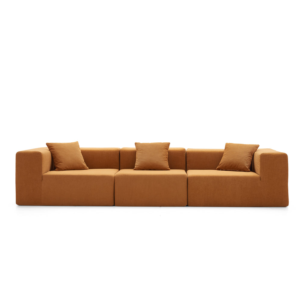 3-Seater Sofa – Sanded Corduroy &amp; Cubic Design