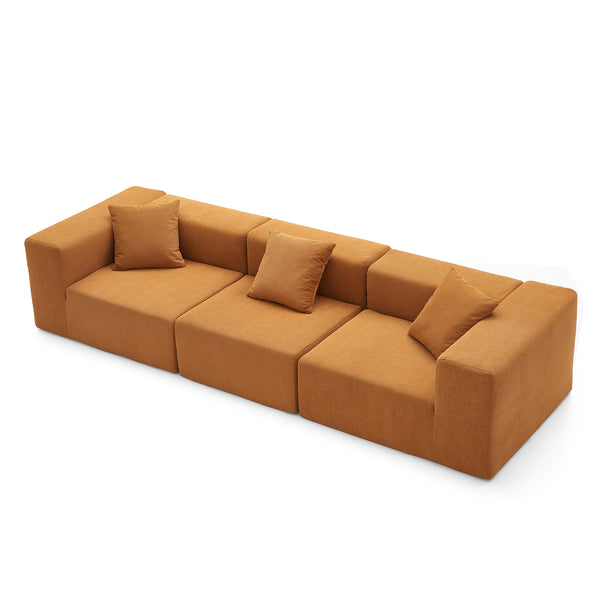 3-Seater Sofa – Sanded Corduroy &amp; Cubic Design