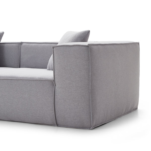 Modular 3-Seater Sofa in Grey Fabric – Cubic Design &amp; High-Density Comfort