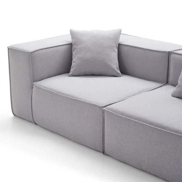 Modular 3-Seater Sofa in Grey Fabric – Cubic Design &amp; High-Density Comfort