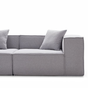 Modular 3-Seater Sofa in Grey Fabric – Cubic Design &amp; High-Density Comfort